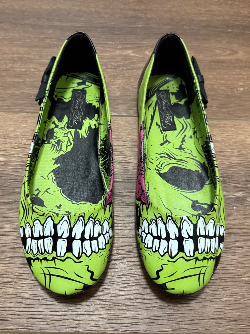 Iron Fist Zombie Stomper Flats, Green, Hot Topic 🖤 Goth, Punk, Emo, Scene - Picture 7 of 9